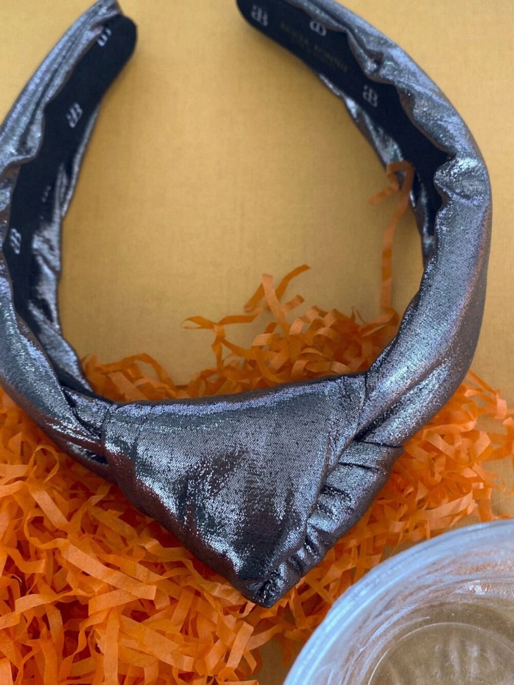 Alicia Bonnie The Precious Metals Faux Leather Knotted Headband - Bronze Metalli